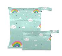 Amooorous Lovely Rainbow washable bag for traveling 2 Pack wet bag for swimsuit with handles for gym, bathing