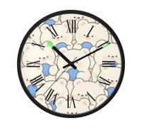 Amooorous Luminous Voice-Activated Clocks Battery Operated Silent Non-Ticking Clock Cute Cartoon Bear Beige 12 Inch Decorative for Kitchen, Home, Bathroom, Bedroom reloj de hot wheels para pared