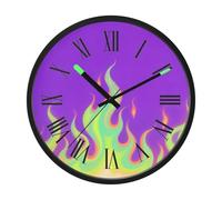 Amooorous Luminous Voice-Activated Clocks Battery Operated Silent Non-Ticking Clock Purple Fluorescent Cool Flame 12 Inch for Office, Home, Bathroom, Kitchen, Bedroom, School reloj de hot wheels