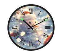 Amooorous Luminous Voice-Activated Clocks Battery Operated Silent Non-Ticking Clock Snowman in A Christmas Hat in The Snow 12 Inch Round Easy to Read Home/Office/Kitchen/Classroom