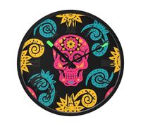 Amooorous Luminous Voice-Activated Clocks Non-Ticking Silent Battery Operated Small Analog Clock Ethnic Paisley Flower Skull Pink Yellow Black 12 Inch Decorative for Kitchen Living Room Home Office