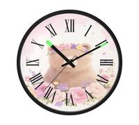 Amooorous Luminous Voice-Activated Round Wall Clock Silent Non-Ticking Battery Operated Clock Flowers Peach Bear Cartoon 12 Inch Decorative for Kitchen Living Room Home Office reloj de hot wheels