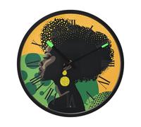 Amooorous Luminous Voice-Activated Round Wall Clocks Silent Non-Ticking Battery Operated Clock Art Yello Green Beauty 12 Inch for Kitchen,Bathroom Home Office reloj de pared para sala elegantes