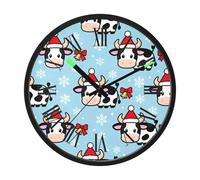 Amooorous Luminous Voice-Activated Wall Clock Modern Silent Non-Ticking Battery Operated Clock Merry Christmas Cow Blue 12 Inch Decorative for Kitchen Office Bathroom Bedroom reloj de hot wheels