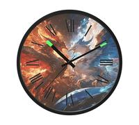 Amooorous Luminous Voice-Activated Wall Clocks Non-Ticking Silent Battery Operated Small Analog Clock Red and Blue Ice and Fire Phoenix 12 Inch Decorative for Kitchen, Home, Bathroom, Bedroom reloj