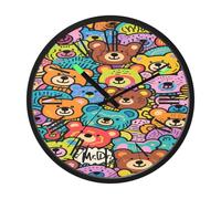 Amooorous Luminous Voice-Activated Wall Clocks Silent Non-Ticking Battery Operated Clock Doodle Art Bear 12 Inch for Living Room Office Home Bedroom Kitchen Bathroom reloj de hot wheels para pared