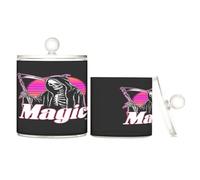 Amooorous Magic Grim Reaper Clear Plastic Candy Organizer Storage with lid Office Essentials Decorative storage bin for Cotton Swabs,Cotton Pads,Floss Picks,Paper Clips,Hair Clips 2 Pack