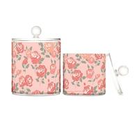 Amooorous Magic Rose Flower Red Clear Plastic Candy Organizer Storage with lid Bathroom Essentials Decorative small storage bins for Cotton Swabs,Cotton Pads,Floss Picks,Paper Clips,Hair Clips 2 Pack