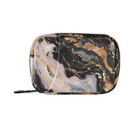 Amooorous Marble Textured Modern Black Cream Pink Gold medicine bag for traveling with Detachable Compartments portable pill organizer 3x a day for purse