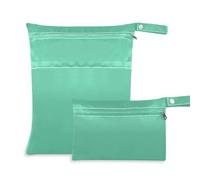 Amooorous Medium Aqua Marine Solid Color Pure Plain Green mess-proof dry bag 2 Pack travel essentials for baby with handles for gym, pool