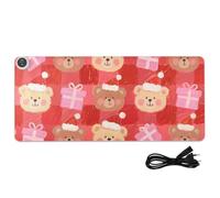 Amooorous Merry Christmas Brown Bear Heated PU Mouse Pad 31.5 x 13 In Anti Slip Computer Mats for Computer Table Gaming Accessories