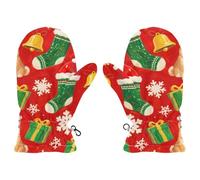 Amooorous Merry Christmas Brown Shiba Inu warm fleece mittens fleece lined gloves guantes para nieve ni?a M 4-6