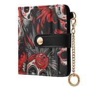 Amooorous Mexican of The Dead White Skull Flowers Fancy Women's Small Folding Wallet Premium PU Leather Wallet for Men Women Travel