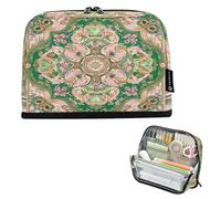 Amooorous Middle Eastern Style Flora Pink and Green Pencil Case Large Capacity Makeup Cute Desk Organizer for Adults Grade School Supplies estuches para lapices