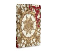 Amooorous Middle Eastern Style Vintage Flower Red and Light Brown Leather Slim Card Wallet with Money Clip RFID Blocking Money Clip with Card Holder for Men&Women tarjetero para Mujer