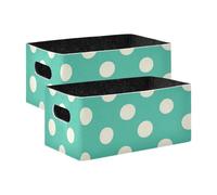 Amooorous Modern White Rounds Dots Teal folding Felt baskets organization and storage boxes for nursery little baskets organization and storage boxes