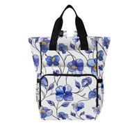 Amooorous Mom Backpack Baby Girl Diaper Bag for Mom Pansy Hearts Periwinkle Purple White