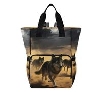 Amooorous Mom Backpack Diaper Bags For Baby Girl Boy The Wolf Of The Desert | Waterproof,with Insulated Pockets and Stroller Straps，Newborns Essentials