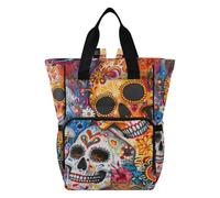 Amooorous Mom Backpack Travel Backpack for Baby Girl/Boy Day Of The Dead Sugar Skull Floral Print