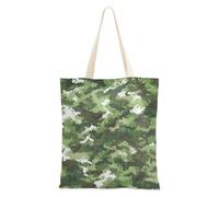 Amooorous Moss Green Camouflage Canvas Tote Bag With Pockets with handles Women Tote Bag Everyday for Birthday Bolsa de lona