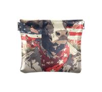 Amooorous Mr Cow 4th Of July Independence Day Women's Small Leather Coin Purse Wallet Cute Card Cases Money Organizers for Women, MR cow 4th of July Independence Day, One Size