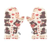 Amooorous Mr &mrs Bear Anime Valentine warm toddler snow mittens kids winter gloves guantes para el frio M 4-6
