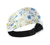 Amooorous Multi-small Flowers Butterflies Yellow and Light Blue no slip sports headbands for women Stretchy sweaty bands for basketball Volleyball Yoga bandas para el cabello de mujer