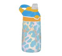 Amooorous Mystery Blue Golden Cheetah Print Water Bottle with Lid Handle Leak Proof Travel Cup for School/Sports/Daycare/Camp termo de agua