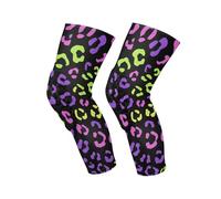 Amooorous Neon Purple Pink Leopard Pattern protective knee pads for volleyball pads for snowboarding，skating，skateboarding