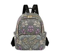 Amooorous New Brunswick Purple Violet William Morris Pattern 12.5 Inch Work Business small backpack for women backpack diaper bag for school&nurse