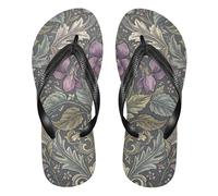 Amooorous New Brunswick Purple Violet William Morris Pattern rubber men flip flops lightweight women flip for Outdoor Swimming,