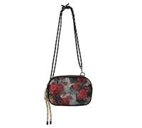 Amooorous Newspapers Red Roses Art Retro Small Purse Crossbody for Womens Fashion with Credit Card Slots Nylon Small Crossbody Phone Bag Take a walk cartera para mujer