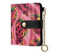 Amooorous Nice Big Pink Strawberries Fancy Women's Folding Wallet Compact PU Leather Wallet for Men Women Travel
