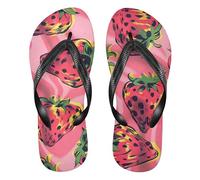 Amooorous Nice Big Pink Strawberries rubber mens flip flops essential flops men for Outdoor Swimming, Hiking, Travel summer