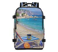Amooorous Oil Painting Blue Summer Beach College Backpack Stylish Small Laptop Bag Travel Essentials for Travel Business Casual or College mochilas para laptop de hombre 20L