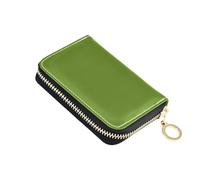 Amooorous Olive Drab Solid Color Pure Plain Green Leather Card Holder Wallet for Men with 9 Cards Slot RFID Blocking Card Holder carteras para Mujer