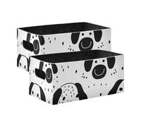 Amooorous Oliver Jeffers Style Cartoon Dog Faces Black on White foldable Felt storage bins for kitchen utility storage bins