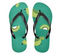 Amooorous Oliver Jeffers Style Kiwi Jade Bird Design Green2 rubber women flip flops lightweight men's flip for Shower Swimming