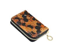 Amooorous Orange Black Fake Glitter Leather Wallet Card Holder with Cion Purse RFID Blocking Credit Card Holder for Men carteras para Mujer