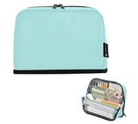 Amooorous Pale Turquoise Solid Color Pure Plain Teal Pencil Cases Large Capacity Storage Bag Large Stationery Bag for Preppy Elementary cartucheras para ninos