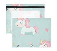 Amooorous Pencil Bags Clear Window Storage Bag for A4 Paper Letter 2 Pack Students Back to School Cartoon Unicorns Cute Green