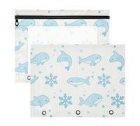 Amooorous Pencil Bags with 3 Reinforced Grommets Pocket Folders for A4 Paper Letter 2 Pack Teacher Storing School Students Teacher Supplies Ocean Animal Whale Light Blue Stripe