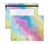Amooorous Pencil Bags with Zipper Storage Bag for 3 Rings Binder 2 Pack Students Art Supplies Storage Rainbow Magic Universe