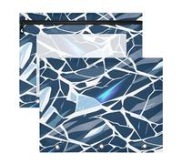 Amooorous Pencil Box Adorable Plastic File Folder for A4 Paper Letter 2 Pack Students Classroom Supplies Camouflage Ice Cracks Blue Gray
