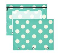 Amooorous Pencil Box Clear Plastic File Folder for 3 Rings Binder 2 Pack Teacher Art Supplies Storage Modern White Rounds Dots Teal