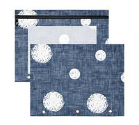 Amooorous Pencil Box with 3 Reinforced Grommets 3 Hole Pocket for 3 Rings Binder 2 Pack Students Art Supplies Storage Round White Spots on A Denim Blue Background