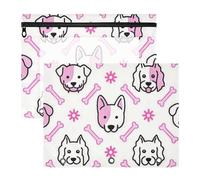 Amooorous Pencil Case Clear 3 Hole Pocket for A4 Paper Letter 2 Pack Teacher Home Cartoon Dog Heads and Bone Simple Line