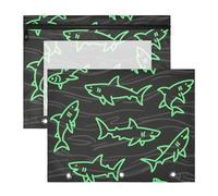 Amooorous Pencil Case Portable Pen Holder Case for A4 Paper Letter 2 Pack Teacher Home Angry Animal Shark Fish Fluorescent Green Black