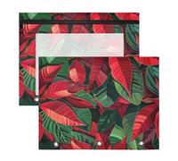 Amooorous Pencil Case Sturdy 3 Hole Pocket for A4 Paper Letter 2 Pack Teacher Home Red-Green Maple Leaf