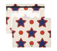 Amooorous Pencil Case Sturdy Storage Bag for A4 Paper Letter 2 Pack Teacher Back to School Wine Red Stars Dot Beige